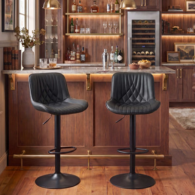 Hokku Designs Zager Faux Leather Swivel Adjustable Height Bar